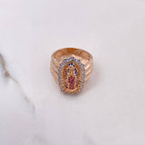 Anillo Virgen Guadalupe 11.7gr / T10 3/4 / Circones Blancos Azules Fucsias Oro Rosa $