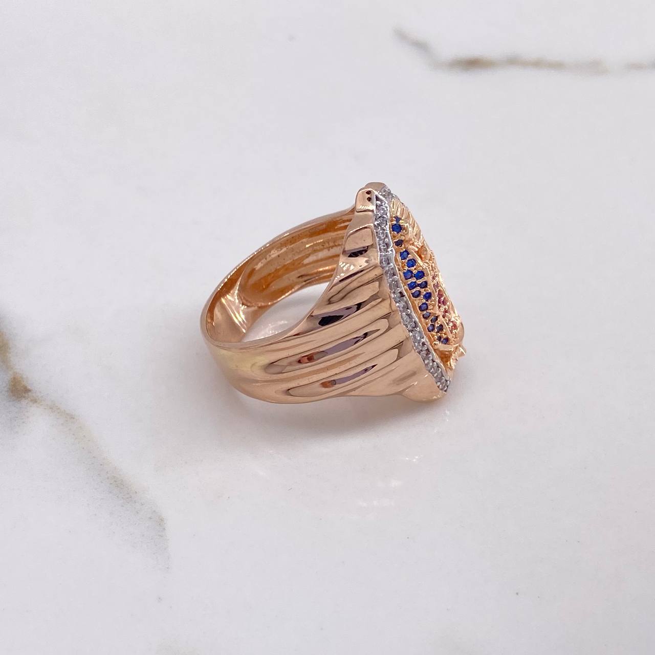 Anillo Virgen Guadalupe 11.7gr / T10 3/4 / Circones Blancos Azules Fucsias Oro Rosa $