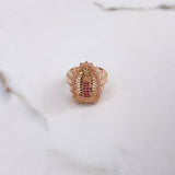 Anillo Virgen Guadalupe 6.65gr / T5 3/4 / Circones Blancos Verdes Fucsias Oro Rosa $