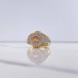 Anillo Correa Corona RX 11.4gr / T11 1/2 / Circones Blancos Tres Oros $