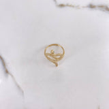 Anillo Serpiente 3.3gr / T7 3/4 / Circones Blancos Verdes Oro Amarillo $