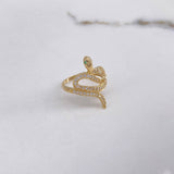 Anillo Serpiente 3.3gr / T7 3/4 / Circones Blancos Verdes Oro Amarillo $