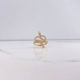 Anillo Serpiente 3.3gr / T7 3/4 / Circones Blancos Verdes Oro Amarillo $