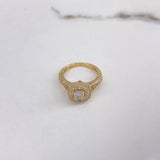 Anillo Halo 4.65gr / T6 1/4 / Circones Blancos Oro Amarillo $