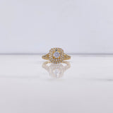 Anillo Halo 4.65gr / T6 1/4 / Circones Blancos Oro Amarillo $