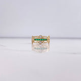 Anillo Linea Corchete 2.85gr / T7 / Circones Blancos Verdes Oro Amarillo $