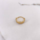 Anillo Corona Corazones 3.4gr / T6 1/4 / Circones Blancos Dos Oros Amarillo Blanco $