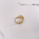 Anillo Corona Corazones 3.4gr / T6 1/4 / Circones Blancos Dos Oros Amarillo Blanco $