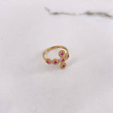 Anillo Cruz Tupida 3.15gr / T7 / Circones Blancos Fucsias Oro Amarillo $