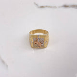 Anillo Cinturon Cuadrado Caballo 10.55gr / T10 1/4 / Circones Blancos Tres Oros $