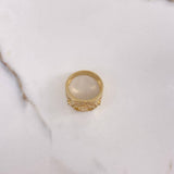 Anillo Cinturon Octagono Caballo 11.8gr / T9 3/4 / Circones Blancos Oro Amarillo $