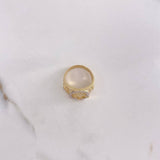 Anillo Herradura Caballo 5.9gr / T7 / Texturizado Circones Blancos Oro Amarillo $