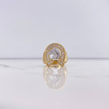 Anillo Herradura Caballo 10.5gr / T10 1/4 / Circones Blancos Dos Oros Amarillo Blanco $