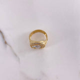 Anillo Herradura Caballo 10.5gr / T10 1/4 / Circones Blancos Dos Oros Amarillo Blanco $