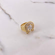 Anillo Herradura Caballo 10.5gr / T10 1/4 / Circones Blancos Dos Oros Amarillo Blanco $