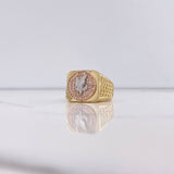 Anillo Aguila 9.65gr / T11 1/4 / Texturizado Circones Blancos Tres Oros $