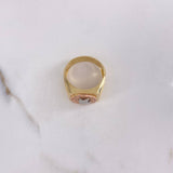 Anillo Aguila 9.65gr / T11 1/4 / Texturizado Circones Blancos Tres Oros $