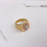 Anillo Aguila 9.65gr / T11 1/4 / Texturizado Circones Blancos Tres Oros $