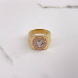 Anillo Aguila 9.65gr / T11 1/4 / Texturizado Circones Blancos Tres Oros $