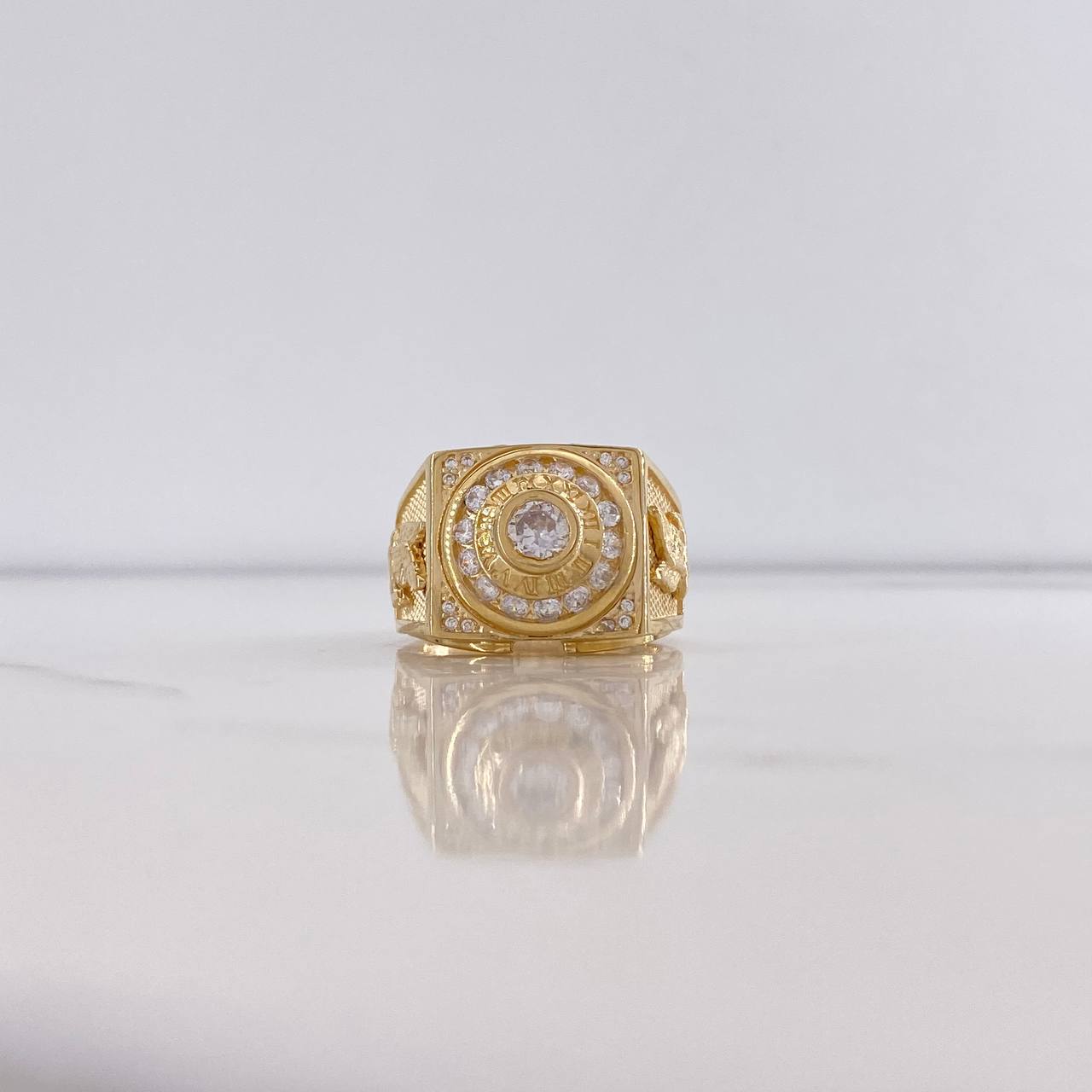 Anillo Crono Tempo Aguila 12.45gr / T9 3/4 / Circones Blancos Oro Amarillo $