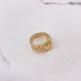 Anillo Corona RX 5.75gr / T7 1/4 / Circones Blancos Oro Amarillo $