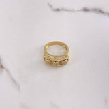 Anillo Bolas De Fuego 10gr / T11 1/4 / Circones Blancos Oro Amarillo $