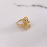 Anillo Oso 7.6gr / T7 3/4 / Circones Blancos Verdes Oro Amarillo $