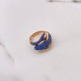 Anillo Tiburon 6.45gr / T7 1/4 / Circones Azules Naranjas Dos Oros Blanco Rosa $