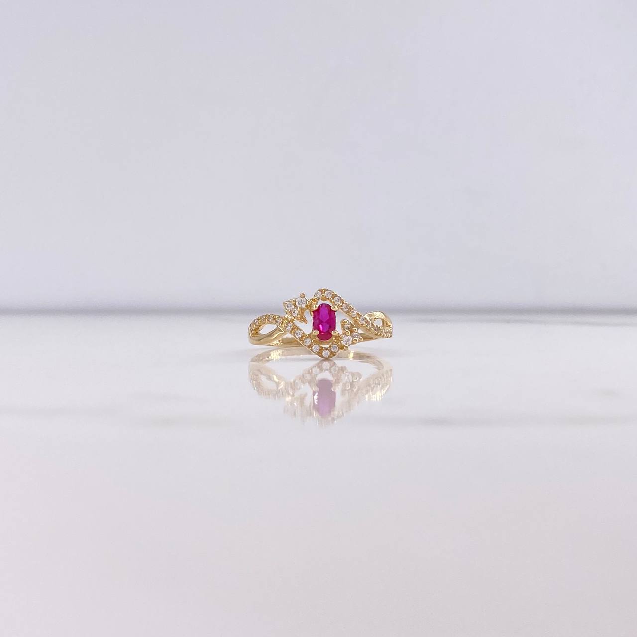 Anillo Ovalo 2.2gr / T7 / Circones Blancos Fucsia Oro Amarillo $