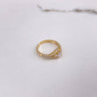 Anillo Solitario Flor 2.9gr / T7 / Circones Blancos Oro Amarillo $