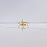 Anillo Rayo 1.45gr / T7 1/4 / Circones Blancos Oro Amarillo &