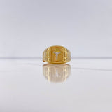 Anillo Sello Cristo 3.25gr / T10 3/4 / Dos Oros Amarillo Blanco &