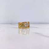 Anillo Amor  7.7gr / T8 / Circones Verdes Blancos  Dos Oros Amarillo Blanco &