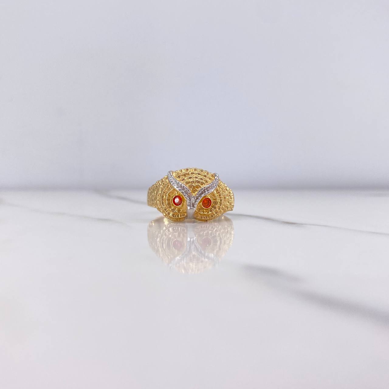 Anillo Buho  5.5gr / T10 3/4 / Circones Naranjados Dos Oros Amarillo Blanco $