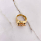 Anillo Caballo Herradura  7.85gr / T9 1/4 / Circones Blancos Negros  Dos Oros Amarillo Rosa (Oferta) &