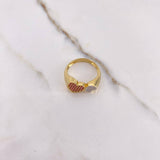 Anillo Corazones  3.45gr / T6 3/4 / Circones Blancos Fucsia  Oro Amarillo &