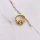 Anillo Virgen Guadalupe  7.65gr / T 9 3/4 Circones Blancos Oro Amarillo  &