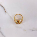 Anillo Signo Peso 10.8gr / T11 1/4 / Circones Blancos Dos Oros Amarillo Rosa &