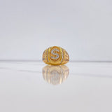 Anillo Signo Peso 10.8gr / T11 1/4 / Circones Blancos Dos Oros Amarillo Rosa &