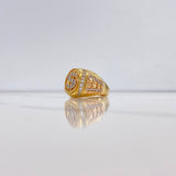 Anillo Signo Peso 10.8gr / T11 1/4 / Circones Blancos Dos Oros Amarillo Rosa &