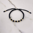 Pulsera Negra 0.6gr / 3mm-4mm Bolas Lisas Oro Amarillo &