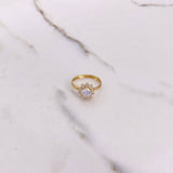 Anillo Flor de Loto 1.6gr / T7 1/2 / Circones Blancos Oro Amarillo &