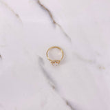 Anillo Flor de Loto 1.6gr / T7 1/2 / Circones Blancos Oro Amarillo &