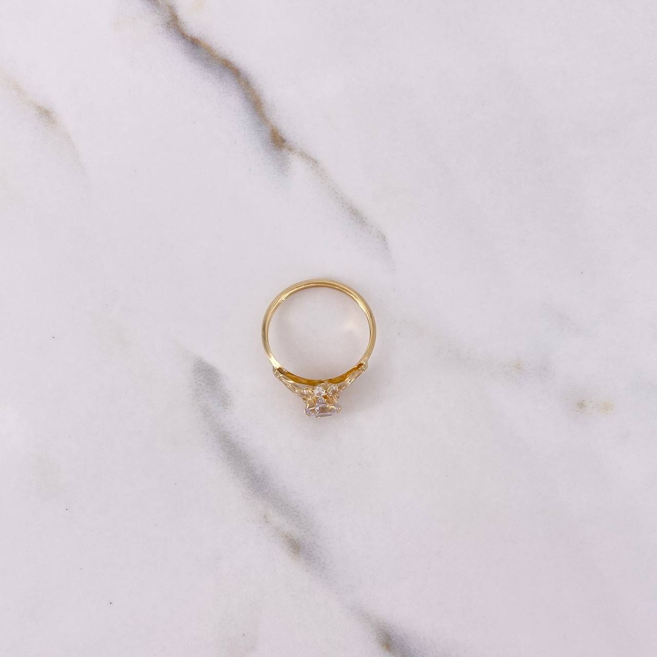 Anillo Solitario Halo 1.8gr / T6 1/2 / Circones Blancos Oro Amarillo &