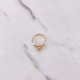 Anillo Solitario Halo 1.85gr / T7 1/2 / Circones Blancos Oro Amarillo &