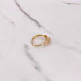 Anillo Solitario Halo 1.85gr / T7 1/2 / Circones Blancos Oro Amarillo &