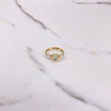 Anillo Solitario Corazon 1.35gr / T5 1/2 / Circones Blancos Oro Amarillo &