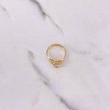 Anillo Solitario Flor 1.35gr / T7  / Circones Blancos Oro Amarillo &