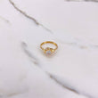 Anillo Solitario Flor 1.35gr / T7  / Circones Blancos Oro Amarillo &