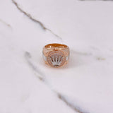 Anillo Correa Corona 13.05gr / T9 1/2 / Circones Blancos Dos Oros Blanco Rosa &